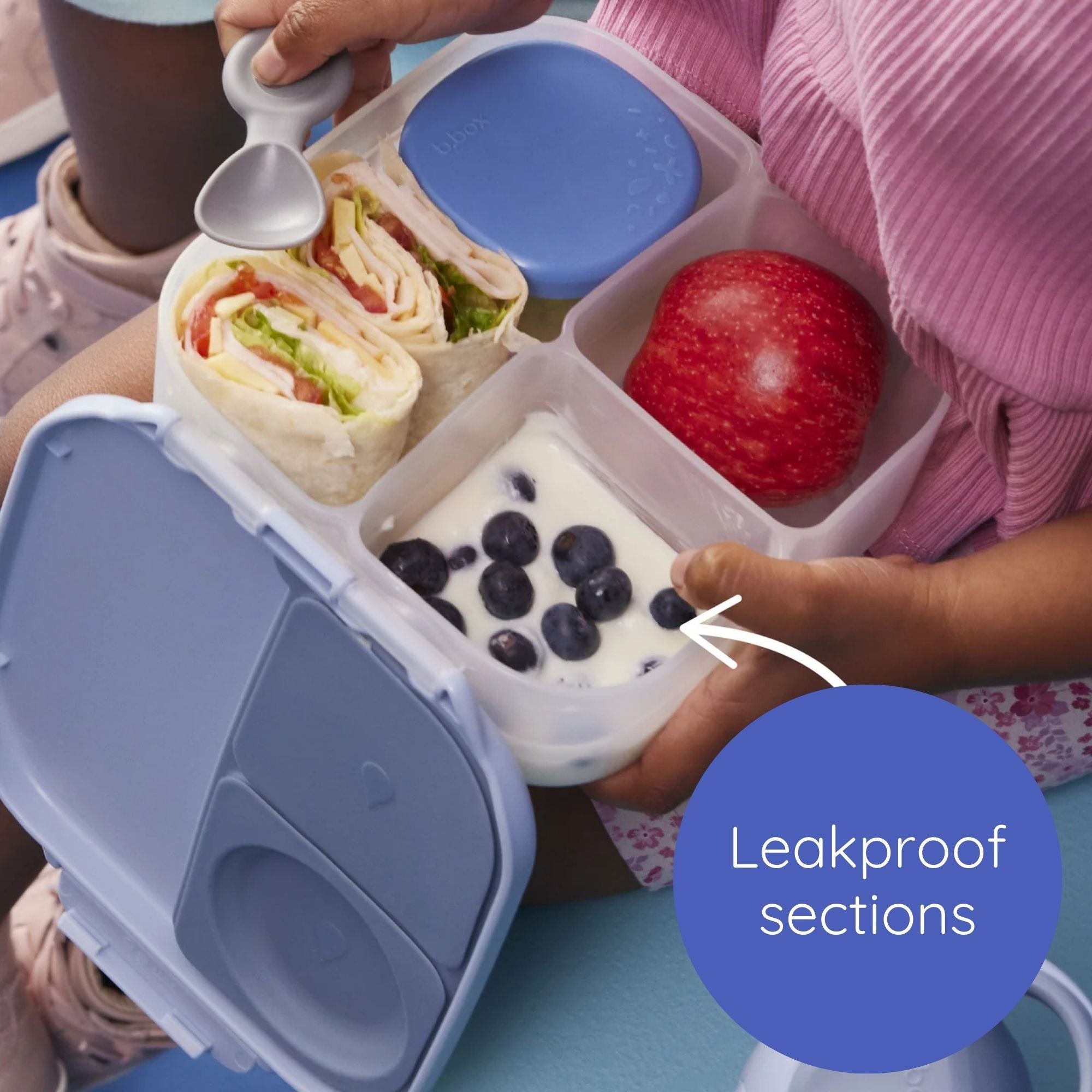 b.box Spidey Mini Lunchbox - Adjustable Divider, Flexi Fruit Holder & 1L Capacity - Multicolor - 4007MSS2