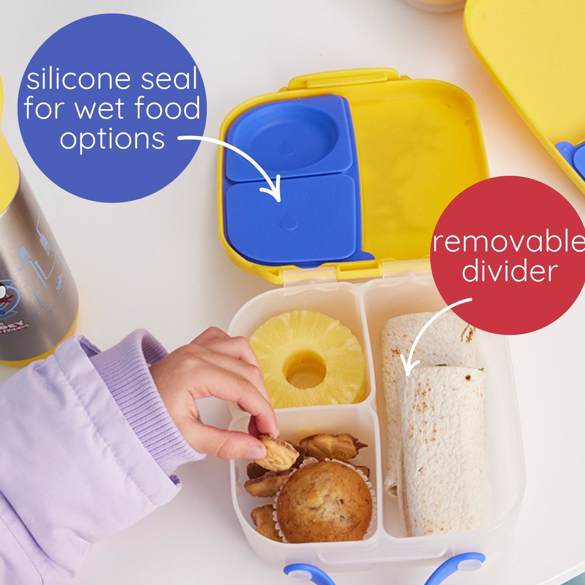 b.box Spidey Mini Lunchbox - Adjustable Divider, Flexi Fruit Holder & 1L Capacity - Multicolor - 4007MSS2