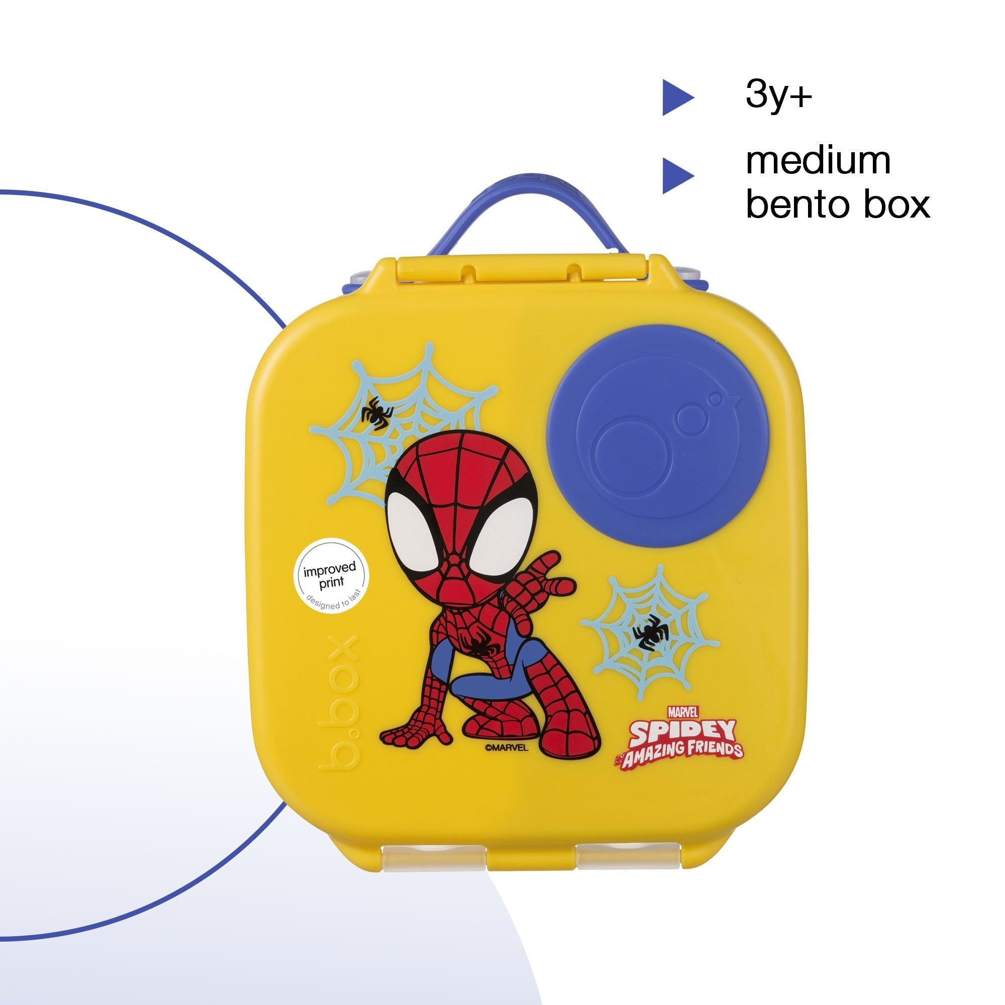 b.box Spidey Mini Lunchbox - Adjustable Divider, Flexi Fruit Holder & 1L Capacity - Multicolor - 4007MSS2