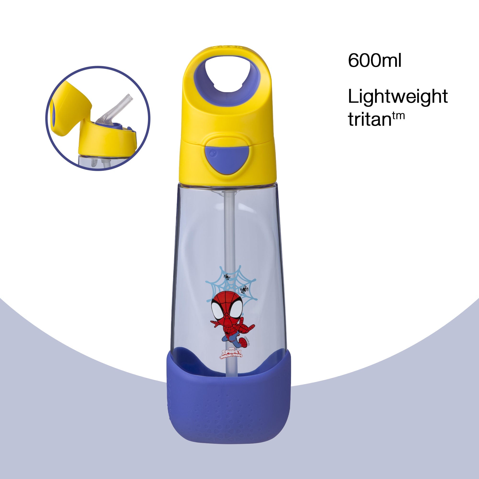 b.box Spidey Tritan Straw Drink Bottle 600ml - Durable, Spill - Proof & Kid - Friendly - Multicolor - 5005MSS2