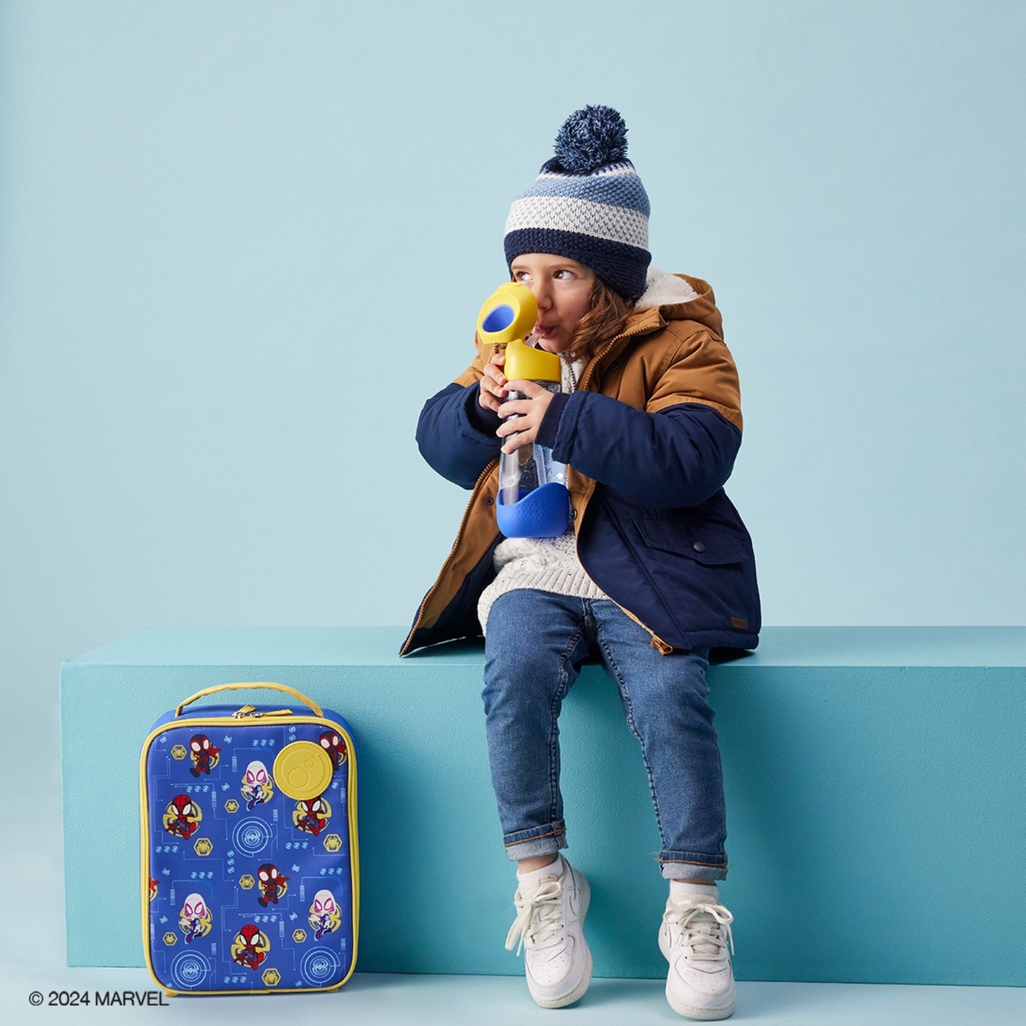 b.box Spidey Tritan Straw Drink Bottle 600ml - Durable, Spill - Proof & Kid - Friendly - Multicolor - 5005MSS2