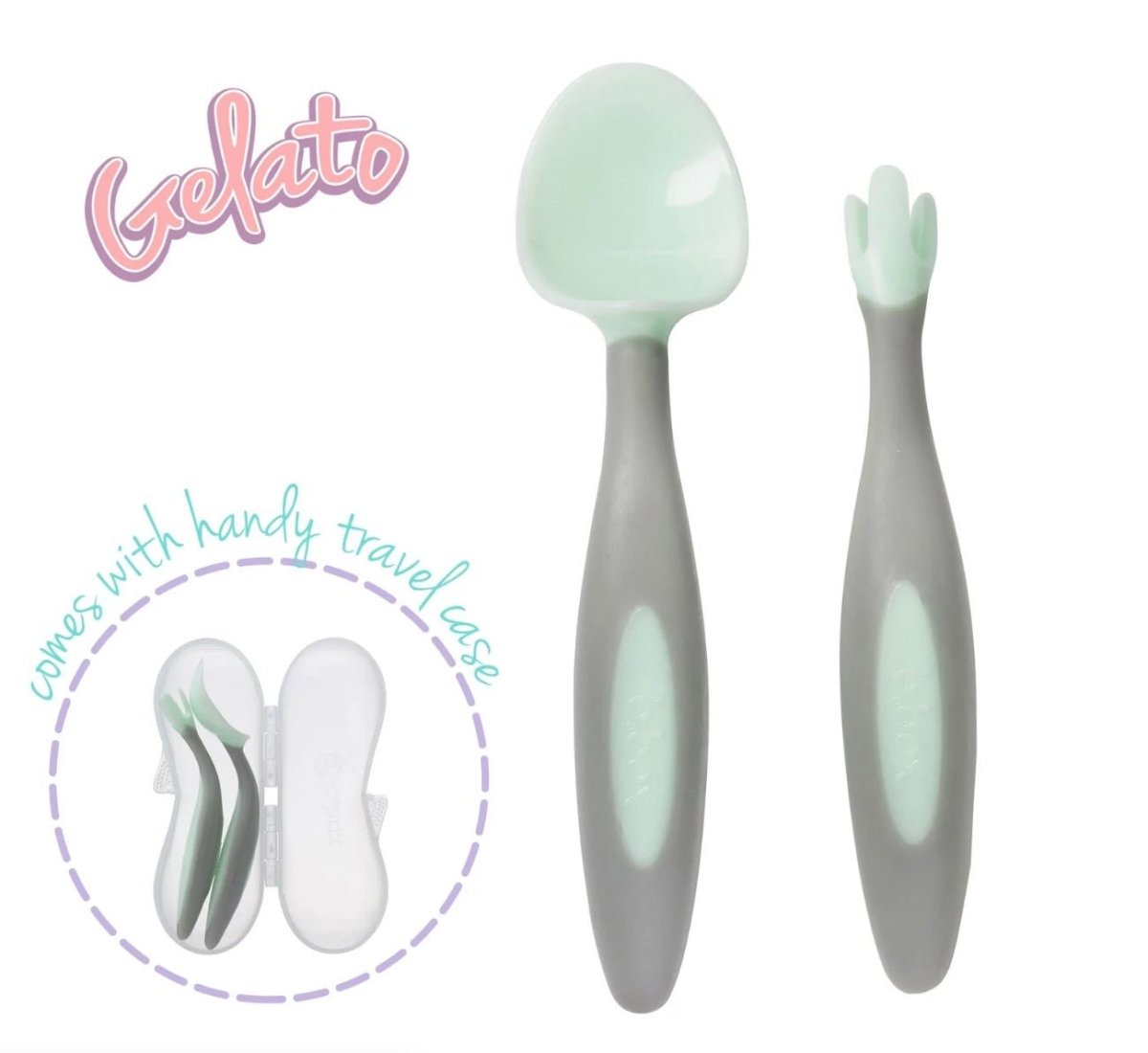 B.Box Toddler Fork & Spoon Cutlery Set - Pistachio Light Green - 726