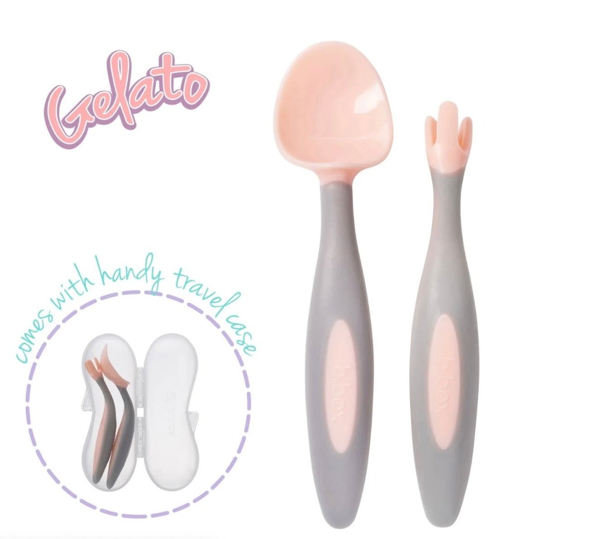 B.Box Toddler Fork & Spoon Cutlery Set - Tutti Frutti Light Pink - 727