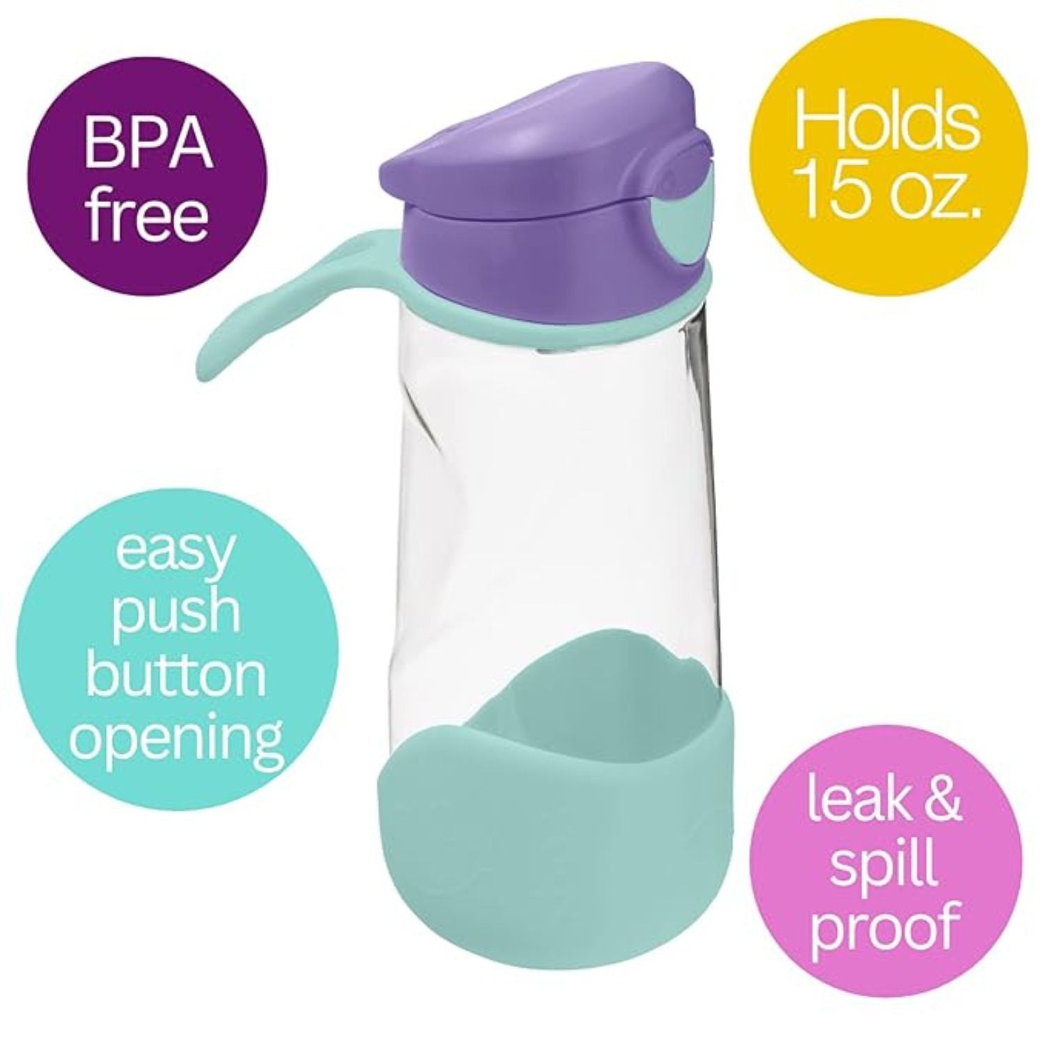 b.box Tritan Sport Spout Drink Bottle 450ml Lilac Pop - 500403