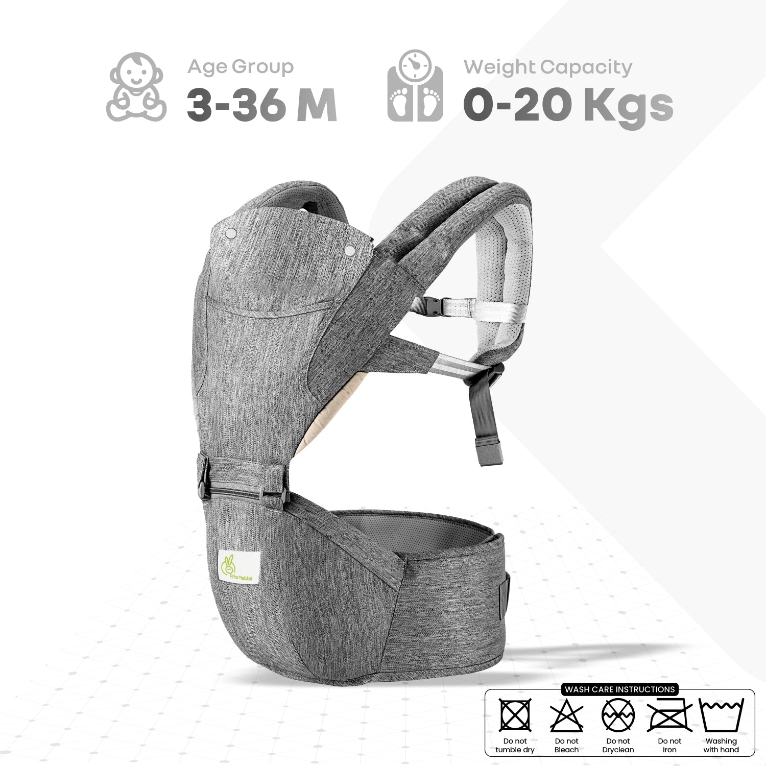 R For Rabbit Upsy Daisy Cool Baby Carriers Grey