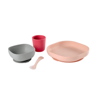 Beaba Silicone Meal Set 4 Pcs Pink - Baby Feeding Kit | The Mom Store - Feeding Sets