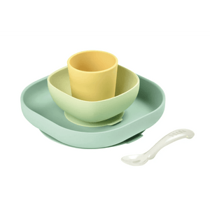 Beaba Silicone Meal Set 4 Pcs Yellow - Baby Feeding Kit | The Mom Store - Yellow Feeding Sets