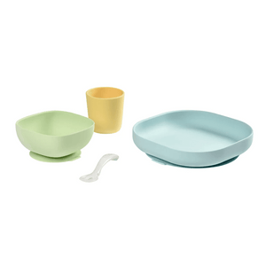 Beaba Silicone Meal Set 4 Pcs Yellow - Baby Feeding Kit | The Mom Store - Yellow Feeding Sets