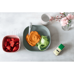 Beaba Silicone Suction Meal Set Eucalyptus - 4 Pcs | The Mom Store - Eucalyptus Feeding Sets
