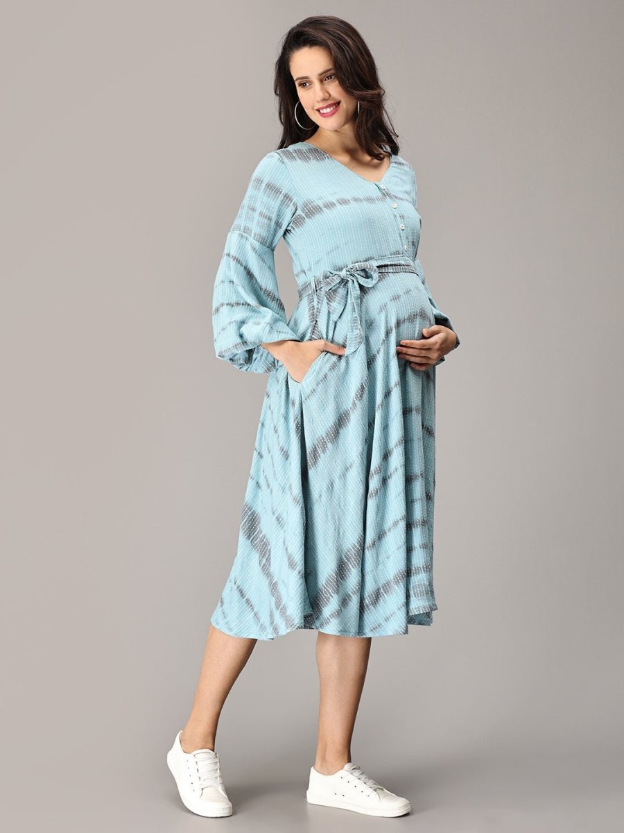Beach Party Tie and Dye Maternity and Nursing Dress - DRS-SK-AQTD-S