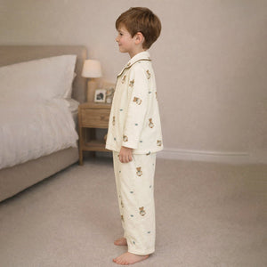 Bear with Bow,Soft Fleece Winter Nightsuit Set for Kids & Teens - 4 - 5 Years Nightsuits