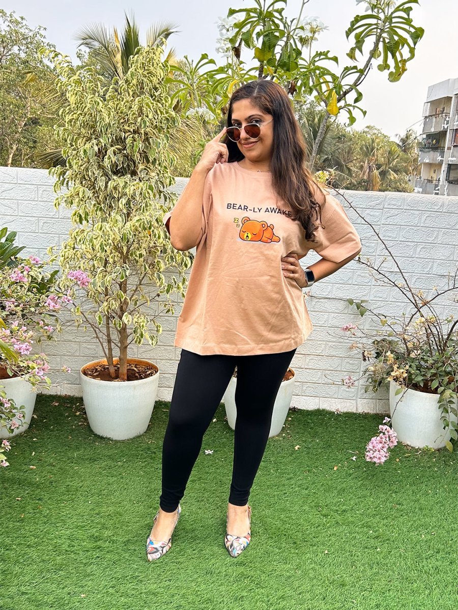 Bearly Awake Oversized Mumma T shirt - MAT-SC-BRAWO-S