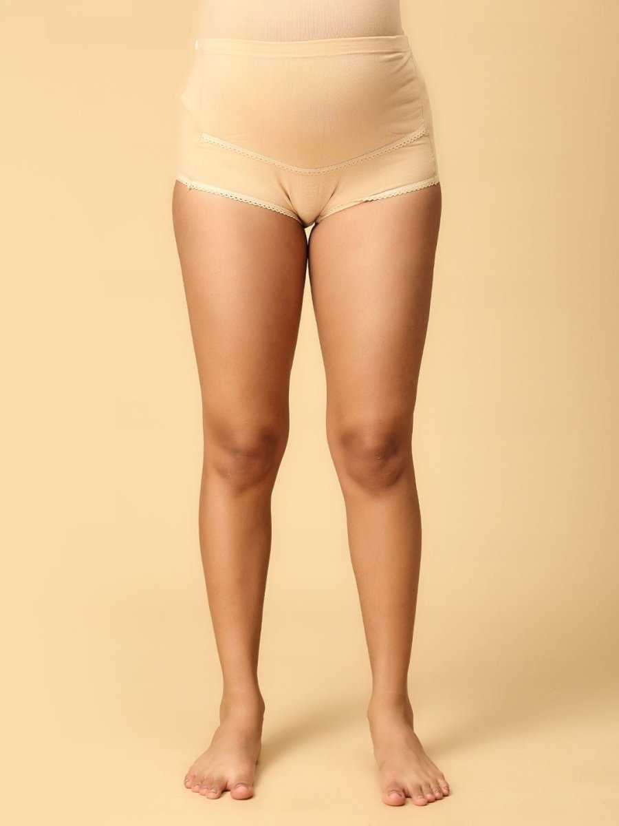 Beige Mama Over Belly Support Panties - MLGR-BGHWP-S