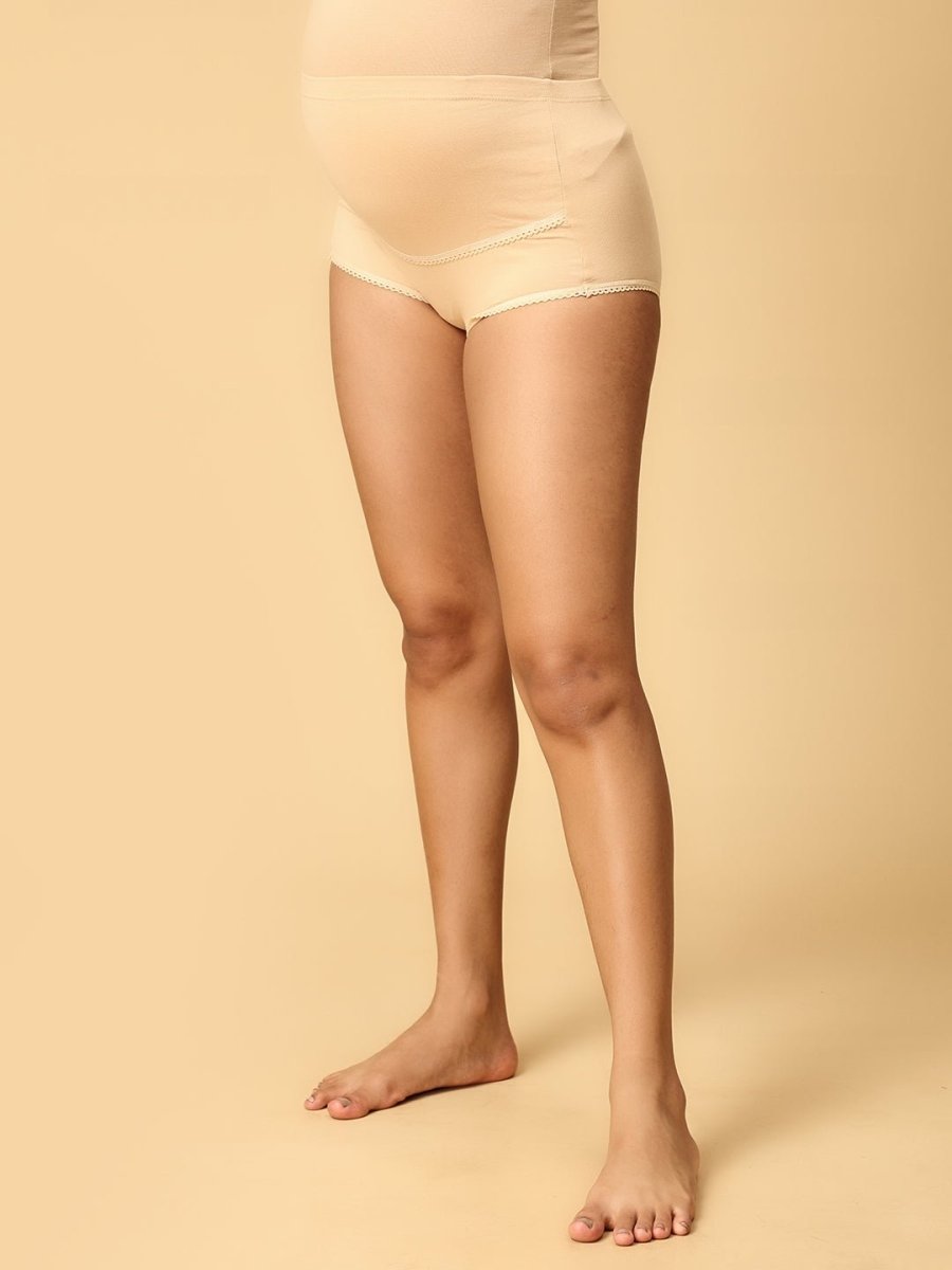 Beige Mama Over Belly Support Panties - MLGR-BGHWP-S