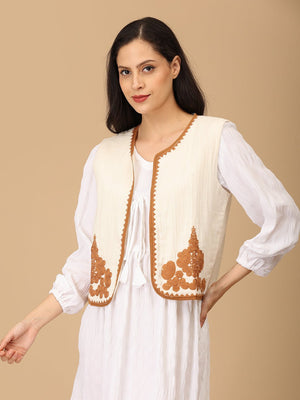 Beige - Beige the Way Women's Embroidered Vest Top - Women's Tops