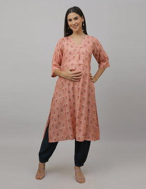 Bellini Blush Maternity and Nursing Kurta Set - MEW-SK-PCHMS-S