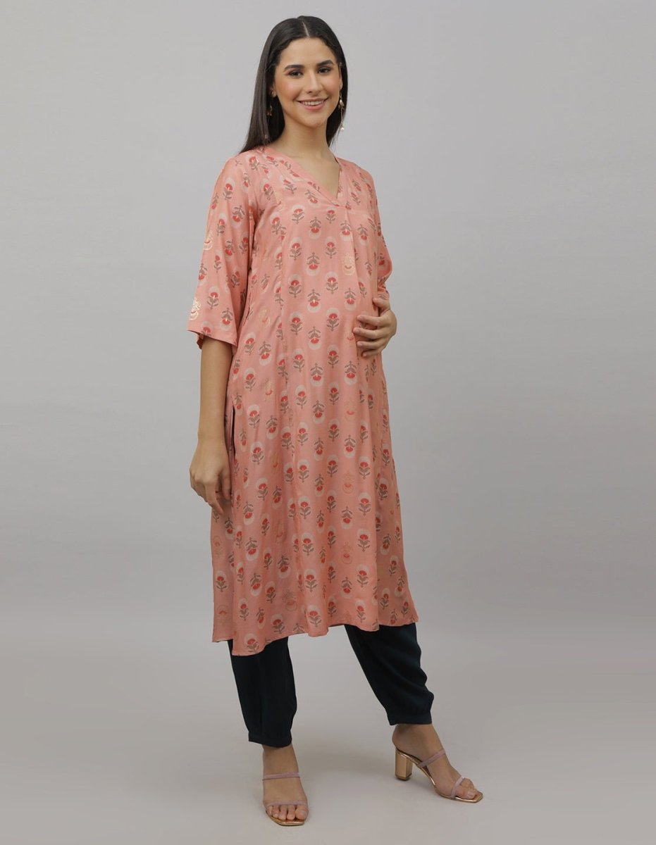 Bellini Blush Maternity and Nursing Kurta Set - MEW-SK-PCHMS-S