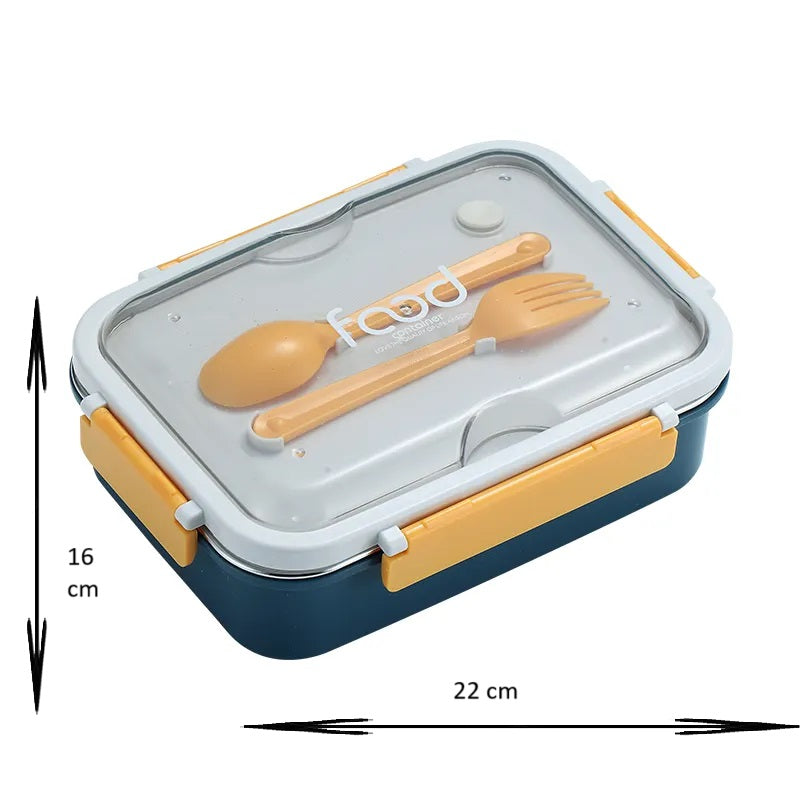 CuddleNest | On the Go with Our 3-Compartment Bento Lunch Box with Breathable Button Design | Blue