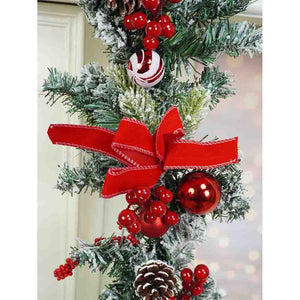 Berry & Bows themed Red & White Bushy Christmas garland with fillers, 6.5 feet - Christmas