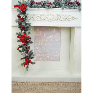 Berry & Bows themed Red & White Bushy Christmas garland with fillers, 6.5 feet - Christmas