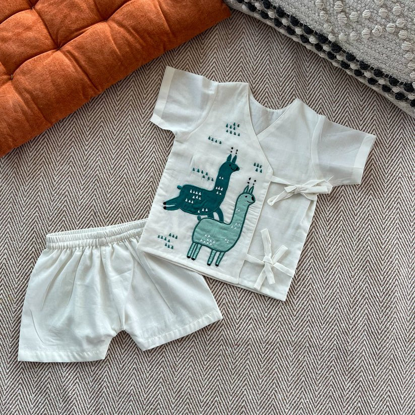 Bhaakur Alpacas Voile Jhabla Set - SET - WHITE - ALP - 0 - 3M