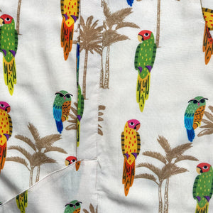 Bhaakur Chanderi 'Parrot Party' Kurta Set for Boys | The Mom Store - 0-6Months Kurta Pyjama Set