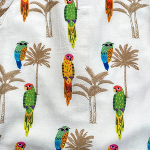 Bhaakur Chanderi 'Parrot Party' Kurta Set for Girls | The Mom Store - 0-6Months Kurta Pyjama Set