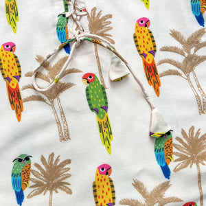 Bhaakur Chanderi 'Parrot Party' Kurta Set for Girls | The Mom Store - 0-6Months Kurta Pyjama Set
