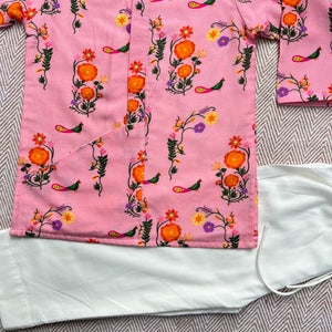 Bhaakur Chanderi 'The Pink City's Peacock' Kurta Set for Boys | The Mom Store - 0-6Months Kurta Pyjama Set