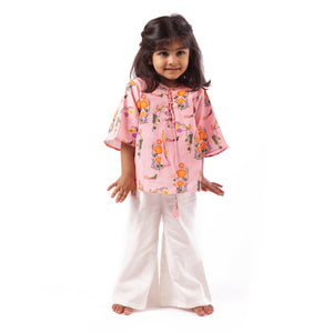 Bhaakur Chanderi 'The Pink City's Peacock' Kurta Set for Girls | The Mom Store - 0-6Months Kurta Pyjama Set