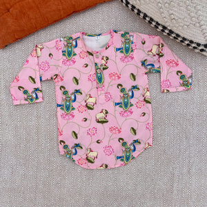 Bhaakur Chanderi Unisex Pichwai Print Kurta Set | The Mom Store - 0-6Months Kurta Pyjama Set