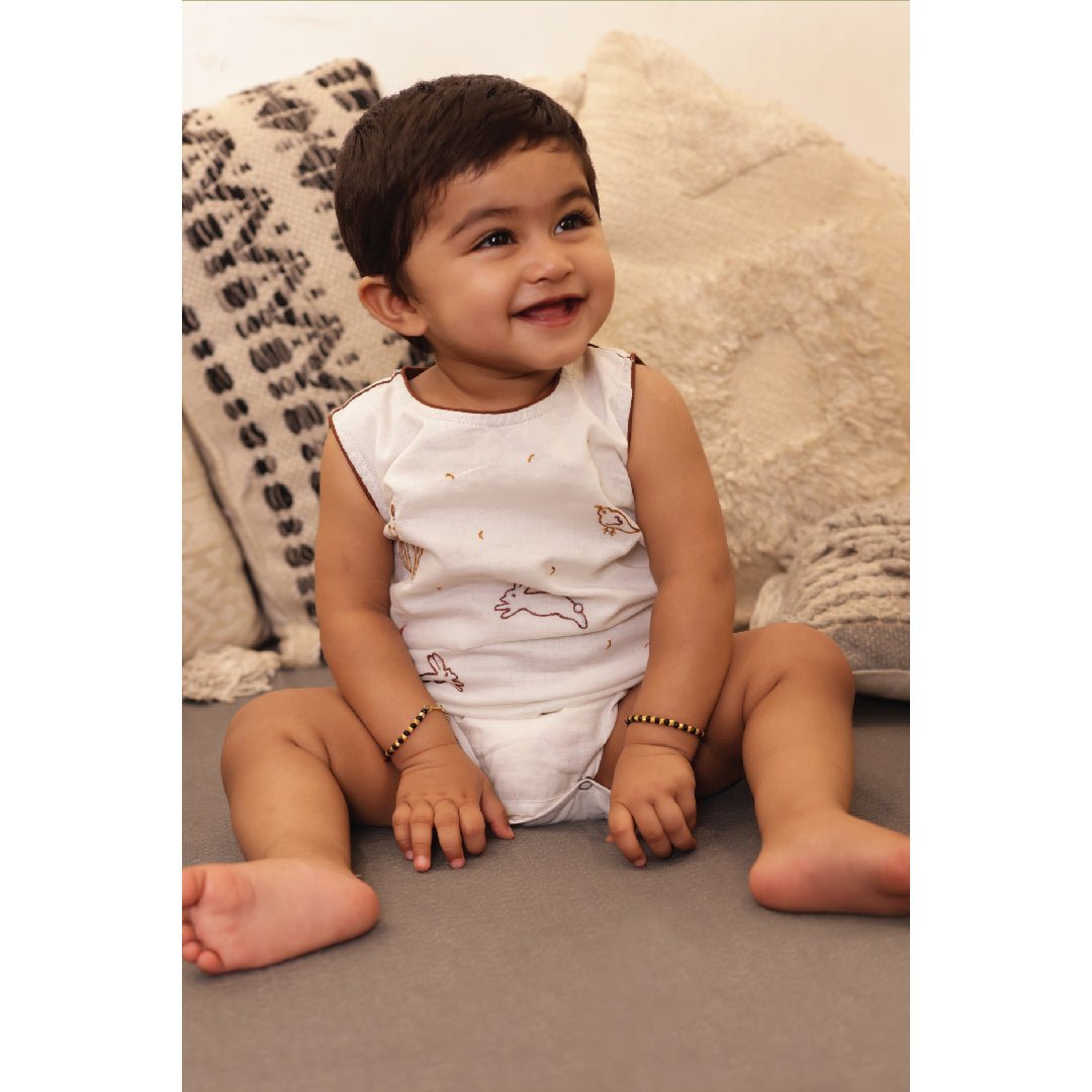 Bhaakur Cotton Romper- Forest - Romper-Forest-Voile-0-6M
