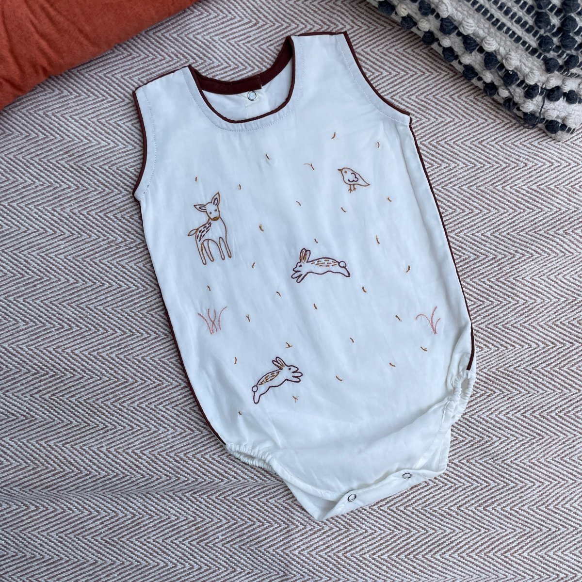 Bhaakur Cotton Romper- Forest - Romper-Forest-Voile-0-6M