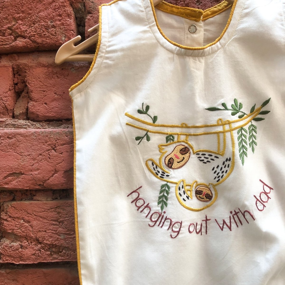 Bhaakur Cotton Romper- Hanging Out With Dad - Romper-Sloth-Voile-0-6M