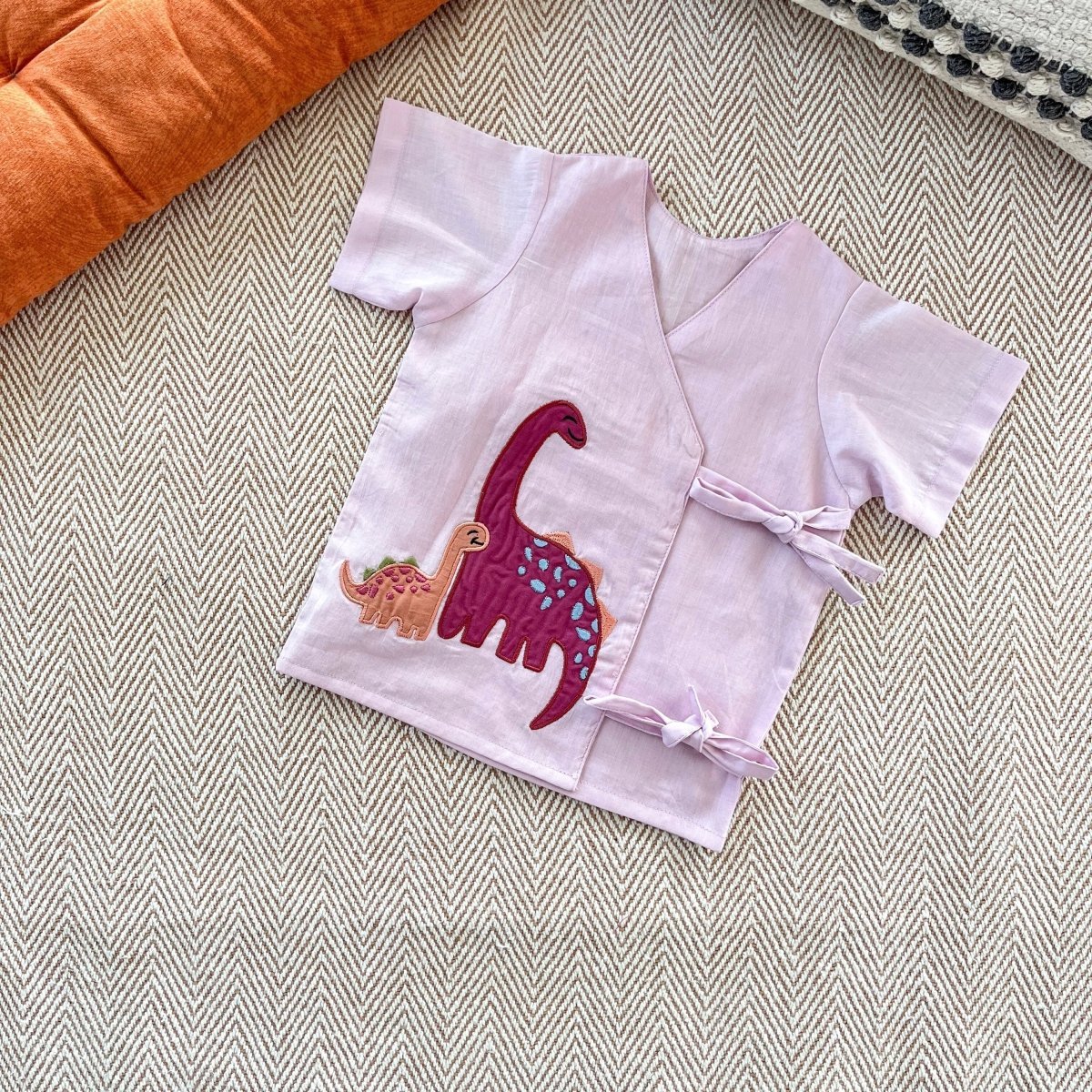 Bhaakur Dino Voile Jhabla Set - SET-LAV-DINO-0-3M
