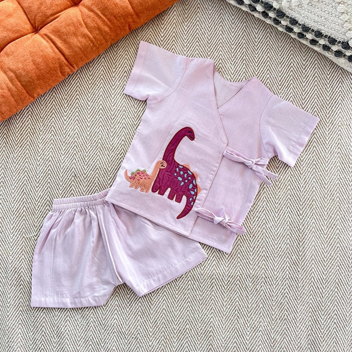 Bhaakur Dino Voile Jhabla Set - SET-LAV-DINO-0-3M
