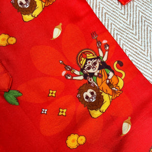 Bhaakur Goddess Durga Chanderi Kurta Set | The Mom Store - 0-6Months Kurta Pyjama Set