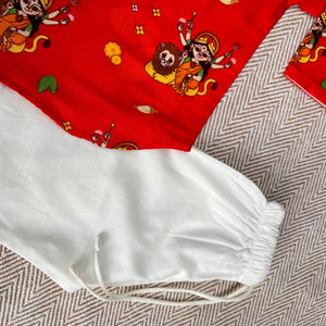 Bhaakur Goddess Durga Chanderi Kurta Set | The Mom Store - 0-6Months Kurta Pyjama Set