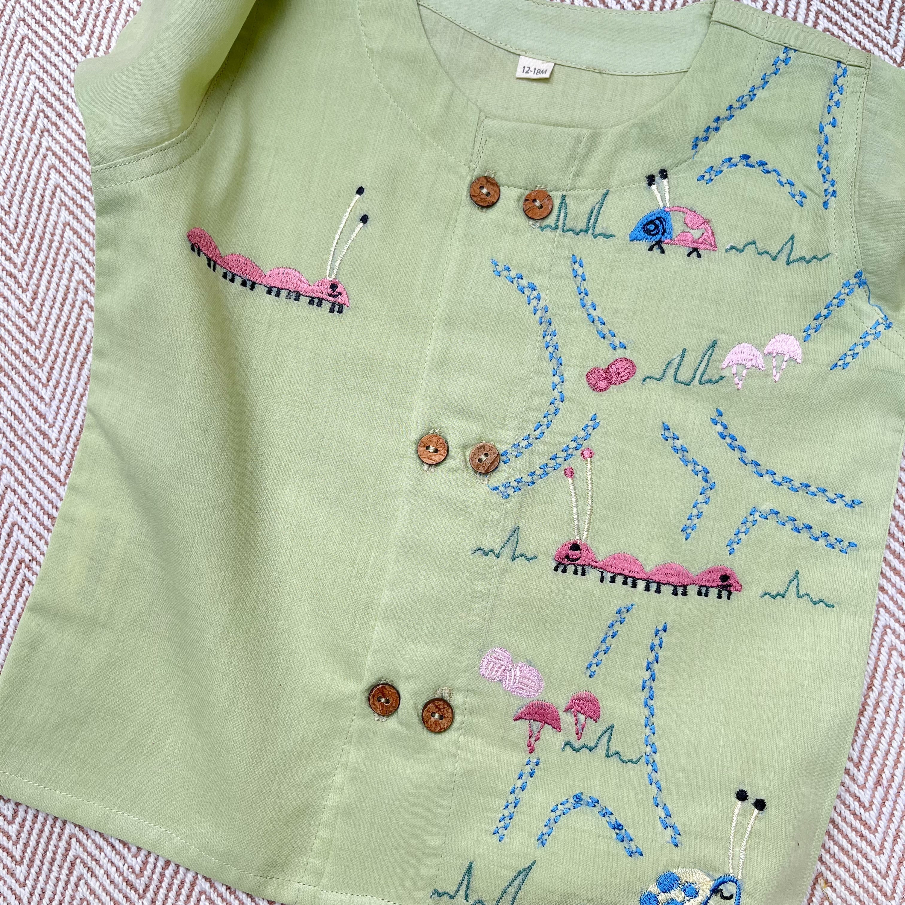 Bhaakur Grasshopper's Day Out Jhabla Set - BUT - SET - G - GRASS - 0 - 3 M