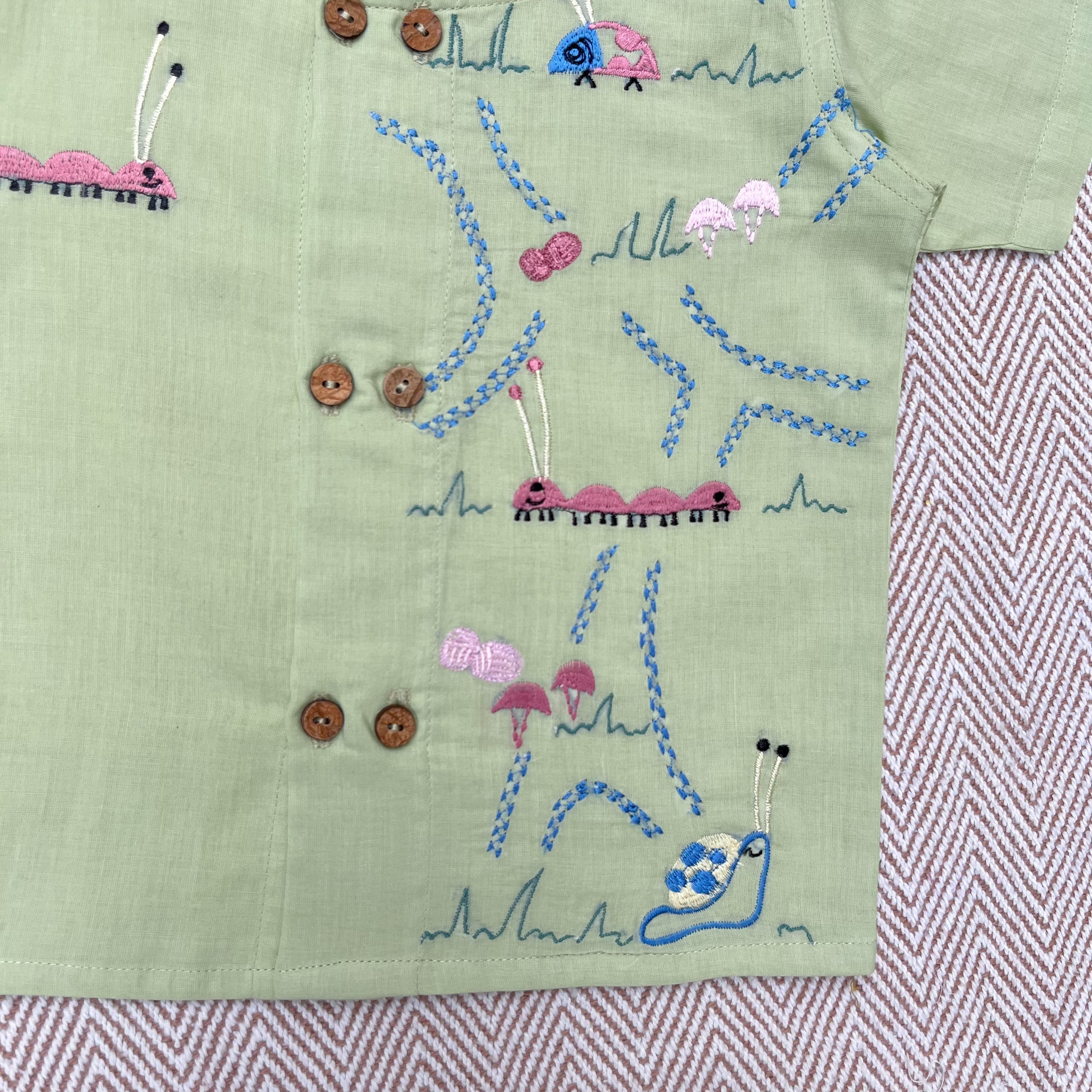 Bhaakur Grasshopper's Day Out Jhabla Set - BUT - SET - G - GRASS - 0 - 3 M