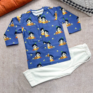 Bhaakur Mul Chanderi 'Nanha Krishna' Kurta for Boys | The Mom Store - 0-6Months Kurta Pyjama Set