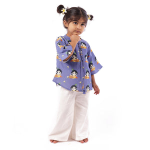 Bhaakur Mul Chanderi 'Nanha Krishna' Kurta Set for Girls - 0-6Months Kurta Pyjama Set