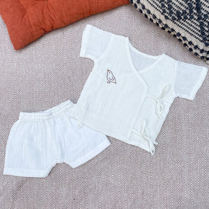 Bhaakur Muslin Jhabla Set- Bird - Wrinkled-Set-Bird-0-3M