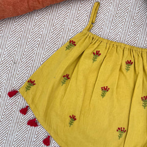 Bhaakur Organic Cotton Floral Sunshine Co-ord Set | The Mom Store - 0-6 months Top Bottom Set