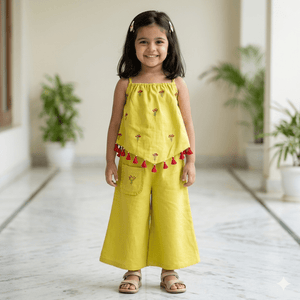 Bhaakur Organic Cotton Floral Sunshine Co-ord Set | The Mom Store - 0-6 months Top Bottom Set