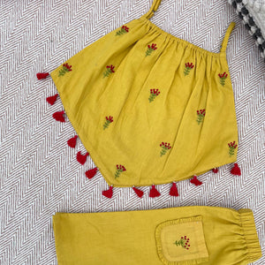 Bhaakur Organic Cotton Floral Sunshine Co-ord Set | The Mom Store - 0-6 months Top Bottom Set