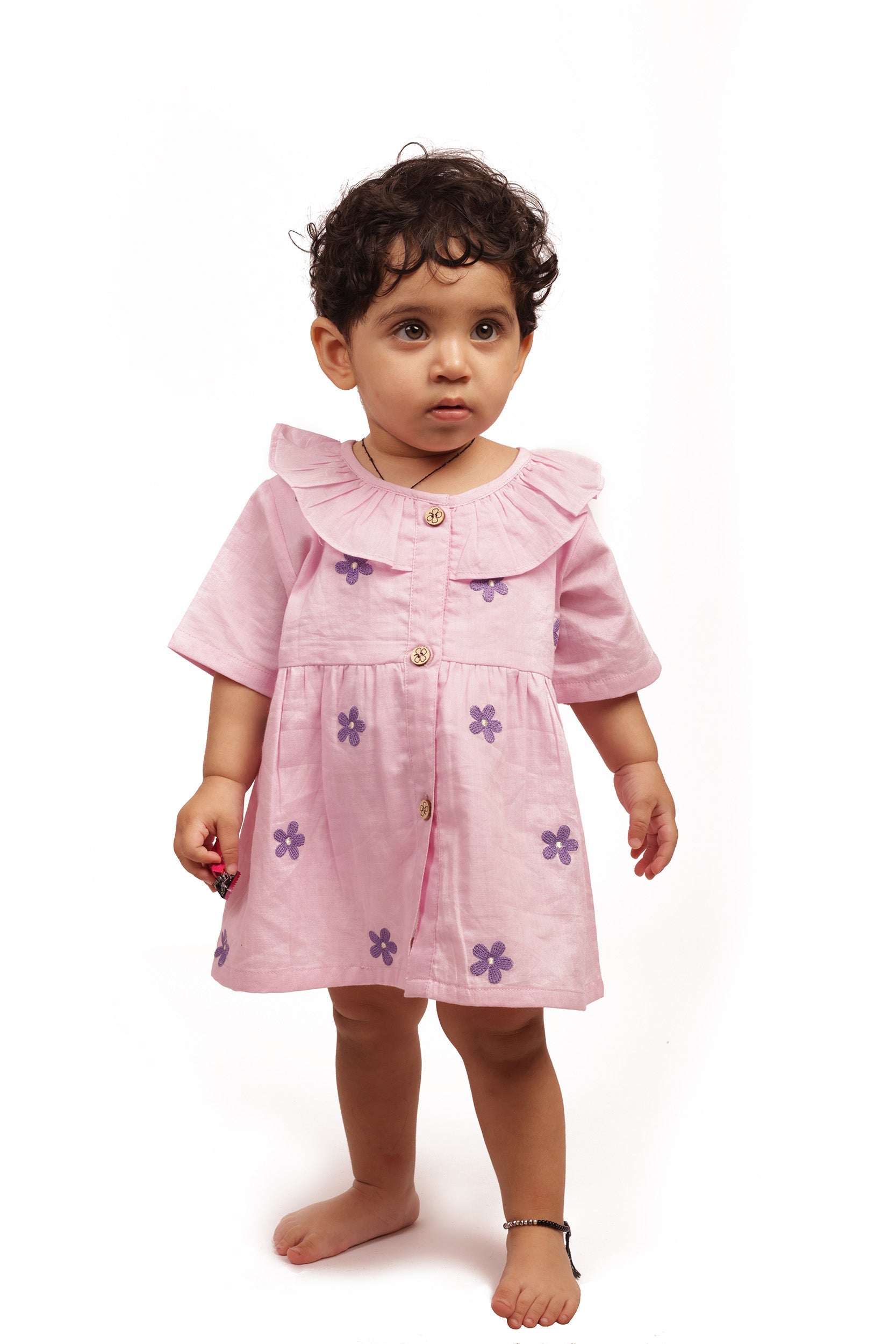Bhaakur Organic Cotton Frock Infants And Toddlers Daisy - Lavender - FROCK - DAI - EMB - 3 - 6M