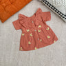 Bhaakur Organic Cotton Frock Infants And Toddlers Hen - Salmon - FROCK - HEN - EMB - 3 - 6M