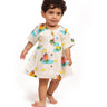 Bhaakur Organic Cotton Frock Infants And Toddlers Saraswati Print - White - FROCK - GODDESS - PRINT - 3 - 6M