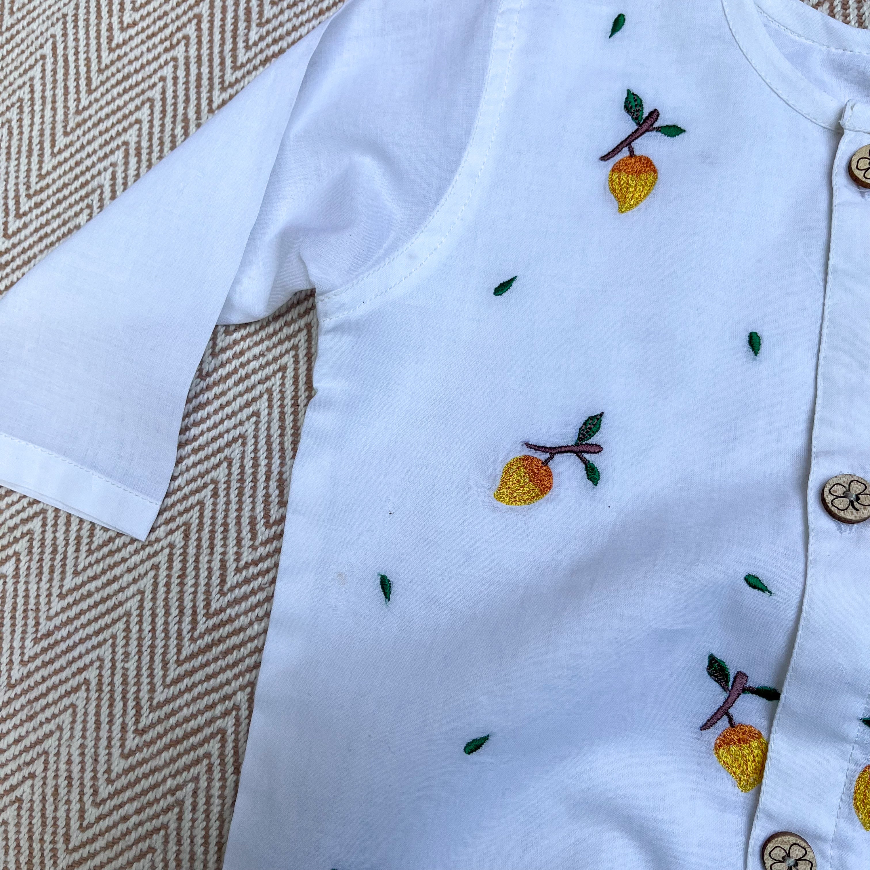 Bhaakur Organic Cotton Full Sleeves Jhabla - Mango - JHAB - W - MAN - 0 - 3 Months